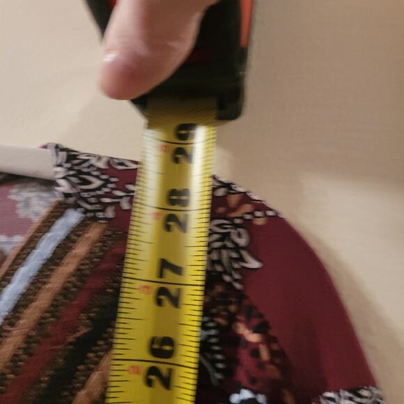 Susan Graver Womens Liquid Knit Top V-Neck Floral Blouse Size 1X Burgandy/Blue - Picture 6 of 12